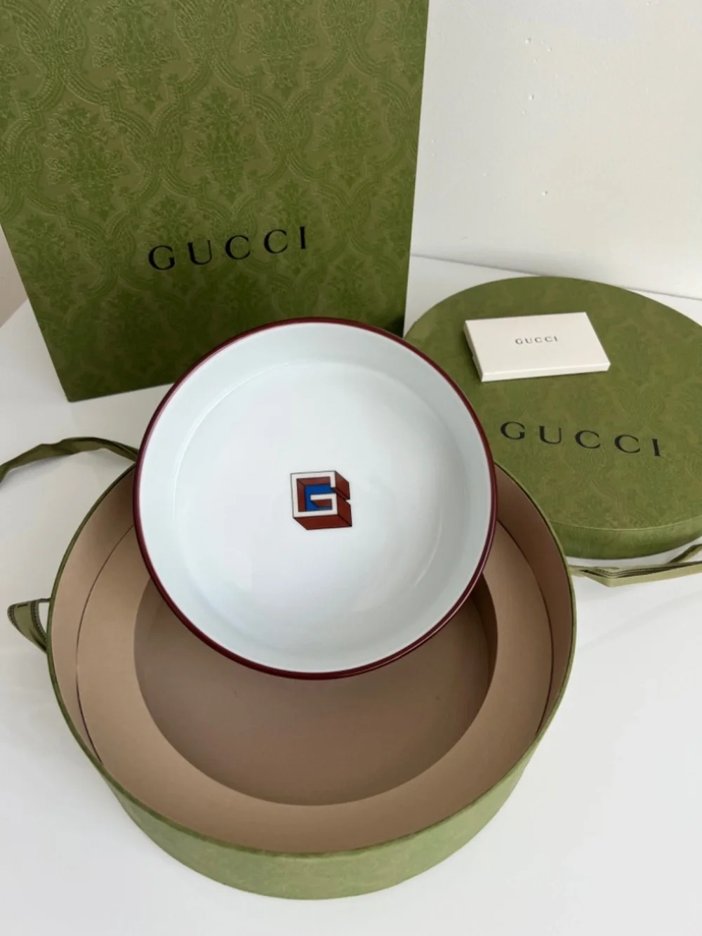 Gucci Pet Bowl G Design Porcelain Plate Large Height 2.4 Diameter 7 New $650